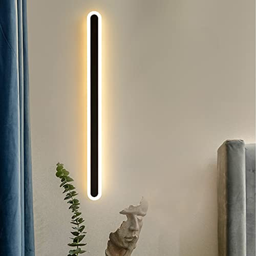 VOMI Wandleuchte Innen Modern LED Wandlampe Schwarz Metall Wandbeleuchtung Wandmontage Warmweiß 3000K Minimalistisch Dekorative mit Acryl Lampenschirm für Küche Schlafzimmer Treppe Gang,120cm