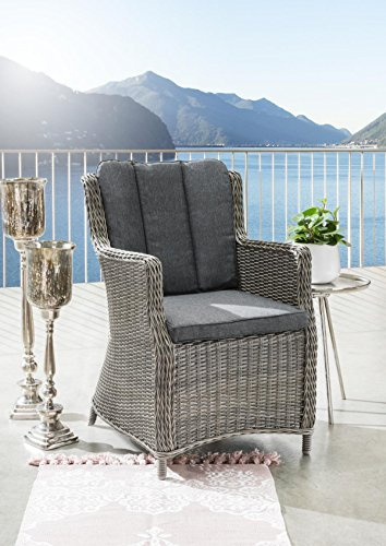 Destiny Gartensessel Luna 2er Set, Polyrattan + Aluminium, Vintage grau
