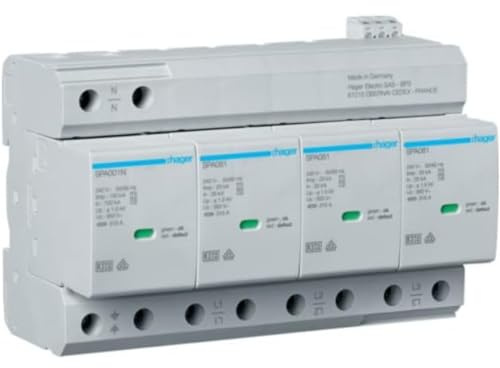 Hager Überspannungsableiter B + C Typ 1 + 2 4P TN-S/TT Iimp = 100kA Up≤1,5kV Kontakt SPA801