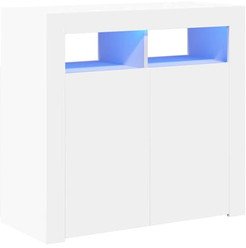 vidaXL Sideboard with LED Lights Indoor Furniture Home Organiser Storage Space Cabinet Cupboard Buffer Server LED Sideboard Unit White