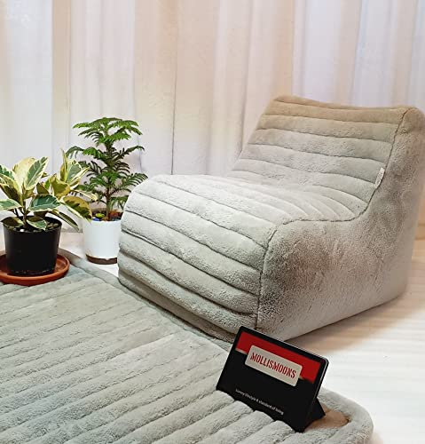 Mollismoons Bean Bag Chair for Adults Grey Color Fur Bean Bags Chair Sofa Bean Bag Chairs