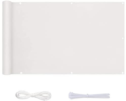 MYUANH Sichtschutz Balkon 1x5m Balkon Windschutz UV-Schutz Balkonbespannung in div. Größen & Farben für Balkon Garten im Freien, Weiß