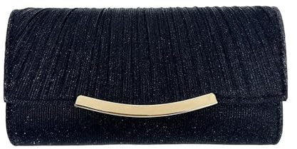 XFSRG Bolso de Mano para Mujer Elegantes Bolso de Noche Embrague Brillante con Cadena Desmontable Bolso de Novia para Boda para Boda Evento Citas Cóctel（Negro）