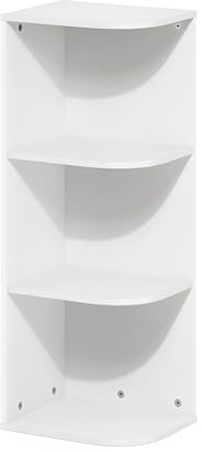 Furinno Pasir - Libreria a 3 ripiani, ad angolo, colore: Bianco
