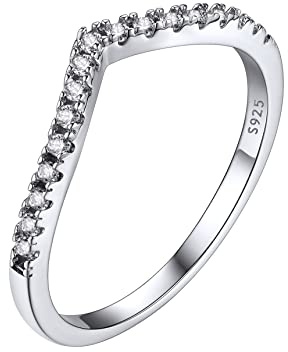 Bestyle Damen Ring Funkelnder Wunschring Eternity Ring Ewigkeitsringe Vorsteckring Schmal Silber 925 Zirkonia 1,7mm Verlobungsringe Eheringe Trauringe Memoire Ring 48