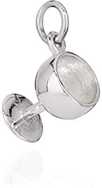 NKlaus Pendentif Chaîne Calice 925 Argent 12x9mm Pendentif Argent Verre à Vin Petite Amulette 10150