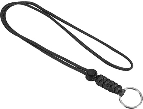 PATIKIL Badge Lanyard with Keyring 18 Inch, Necklace Keychain Cord Metal Hook Strap for Keys Whistle ID Card Badge Holder, Black