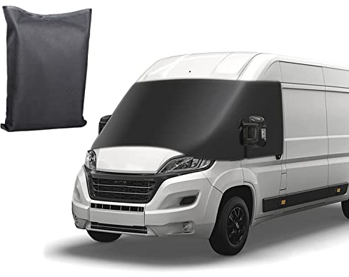 PACEWALKER Frontscheibenabdeckung Ducato Wohnmobil Außen, 600D Oxford Thermomatte mit PVC Schicht, Sonnenschutz Windschutzscheibe für FIAT Ducato/Peugeot Boxer/Citroën Jumper 2006-2014 (Schwarz)