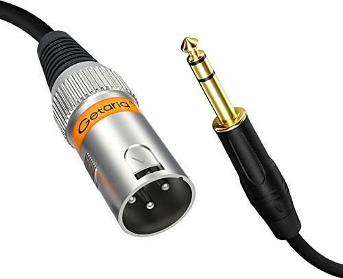 Getaria Klinke 6,35 mm auf XLR Stecker 3 poliges Audio kabel, Geflochtenes Stecker auf 1/4 TRS Stereo Gitarren kabel (2, 6.35mm to XLR -1M)