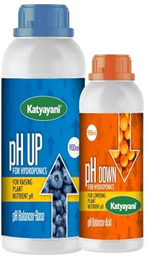 Katyayani pH UP (900ml x 1) + Katyayani pH Down (900ml x 1),Helps Maintain Optimum pH Levels Liquid Nutrients Solution, For Hydroponic Growth plants