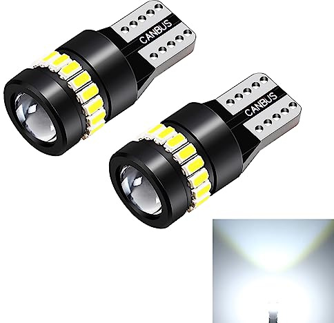 ZKFAR 2 PCS T10 LED Bulbs, 18SMD 3014 1SMD 3030 Chipset, 155 Lumens Super Bright Light 6500K Xenon White, Car LED Width Lights Side Marker Lights, ZASKD438WH-2PC