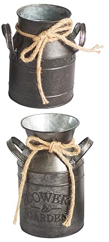 Zerodeko 2pcs Retro Iron Flower Bucket Flower Arrangement Vintage Decor Milk Pot Bucket