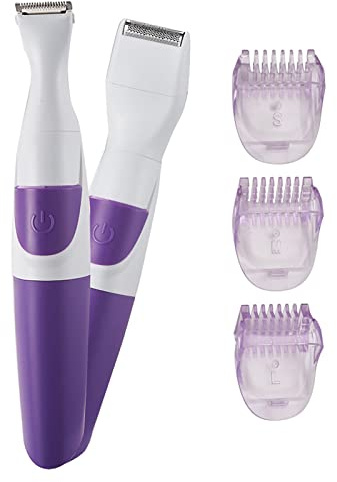 TARSHYRY Bikini-Trimmer, Elektrischer Bikini-Akku-Trimmer für Damen, 2-in-1, Wasserdicht, Tragbar, Sichere Haarentfernungstrimmer für Beine, Arme, Scham-Körperhaare, Lila