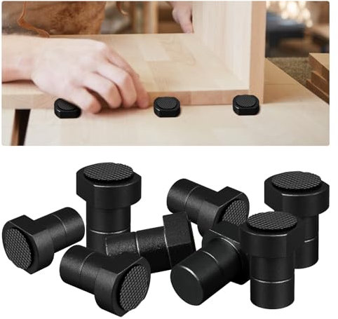 8 Pcs Bench Dogs Aluminum Alloy, 20mm Bench Dogs for Woodworking With Non-Slip Pad for T-Track Woodworking Table Workbench Positioning Planing Plug (Black-20mm)