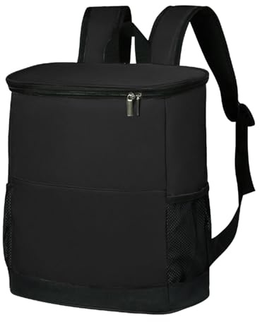 QSTDGVPW Kühlrucksack, Kühlrucksack, Isolierte Einkaufstasche, Tragbare Kühltasche, Thermorucksack für Damen Und Herren, Wandern, Schwarz