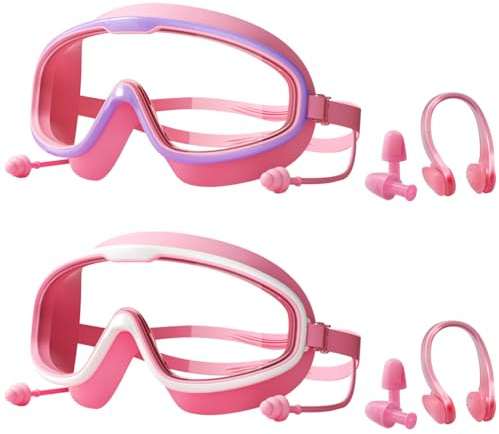 DKDDSSS 2 PCSLunettes de natación para niños, gafas de piscina infantil, antivaho, mixtas, con lentes anchas, gafas de piscina infantil, gafas de piscina infantil, juntas protectoras de órbitas