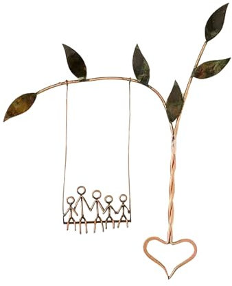 LKPOMI Rooted in Love Schaukel-Skulptur, Bauernhaus-Wanddekoration, Rustikale Eisen-Kunst, Wandbehang, Dekoration, Metall-Familienskulptur für Wohnzimmer, Heimdekoration(Fünf Menschen)