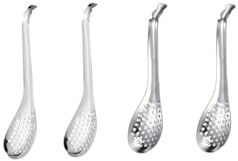 BOBOZHONG 4 pezzi in acciaio inox Spherification Spoon, caviale cucchiaio colino, filtro cucina, stile moderno