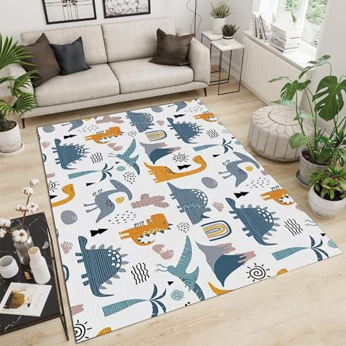 Cartoon-Tier Kleiner Dinosaurier Kinderteppich Wohnzimmerteppich Schlafzimmerteppich 3D-Gedruckter Superweicher Flanellteppich -Polyester-Soft-Touch,Leicht Zu Reinigen 180 X 280 cm / 70.86 X 110-2F5