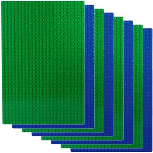 APOSTROPHE Games Classic Building Block Base Plates Compatible with All Major Brands (4x Green & 4x Blue Rectangle)