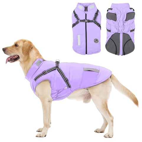 Cappotto Cane Invernale, Cappotto per Cani Impermeabile con Fodera in Pile Giacca Invernale Calda Lavabile con Strisce Riflettenti, Giacca Antivento per Cani di Piccola Taglia Grande Media