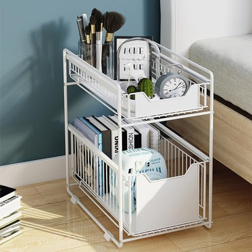 Hodeffior Paniers Coulissants en Métal Sous Évier - Étagère de Rangement pour Placard de Cuisine - Organisation et Tiroirs Coulissants