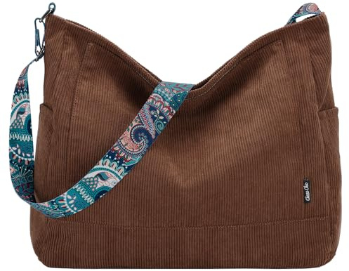 Chase Chic Sac fourre-tout femme en velours côtelé,Sac a Main Femmes Sac à bandoulière transversal pour l'école et les achats