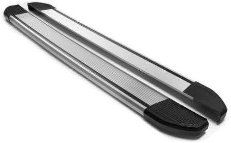 OMAC Trittbretter Seitenschweller kompatibel mit Ford Transit Custom 2023-2025 L2 Alu Grau 2 TLG