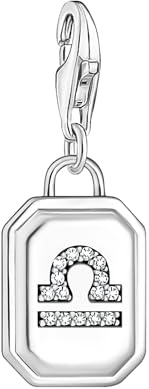 THOMAS SABO Charm-Anhänger Sternzeichen Waage mit Steinen Silber 925 Sterlingsilber, Geschwärzt