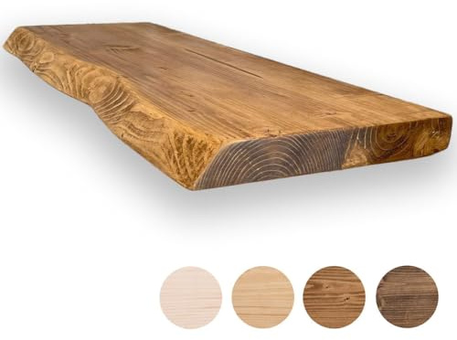 MoonTree Estante de Pared rústico, Borde Vibrante, 60 cm x 30 cm x 3,8 cm, Nogal