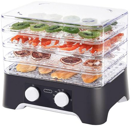Macchina per Frutta secca a 4 vassoi, essiccatore per Frutta e Verdura, essiccatore per Verdure e Alimenti da 235 W, Ampio Controllo della Temperatura da 35-70 °C, Flusso d'Aria a 360 °