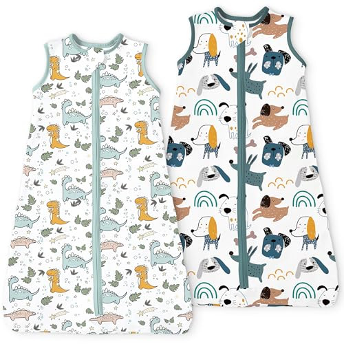 TOTBASIC Toddler Sleep Sack 2t-3t-4t, 0.5 TOG Stretchy Summer Baby Wearable Blanket with 2-Way Safe Zippers, Cozy Soft Sleeveless Sleeping Bag for Babies 24-36-48 Months, 2-Pack