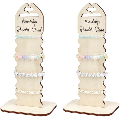PH PandaHall 8 Slot Espositore per Braccialetti del Amicizia Verticale 2 Set Porta Braccialetti In Legno Mani del Cuore Porta Da Tavolo Organizzatore per Bracciale Gioielli Vetrina per Venditori