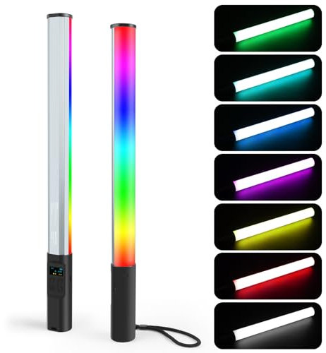 PULUZ Led Light Bar, RGB LED Light Stick with 132 LEDs Lights + 2600mAh Rechargeable Battery + 2500-9000K Dimmable for Studio Photography TikTok YouTube Vlog