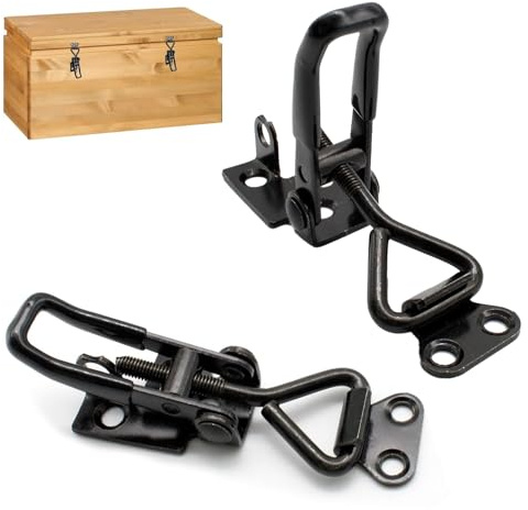 2-Pack Toggle Clamps – Heavy-Duty Stainless Steel Toggle Latch with Black Finish | Rust-Resistant Latch Clamps for Woodworking, Automotive & Home Projects | Easy Install Toggle Locking Clamp