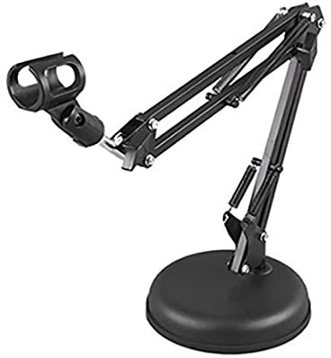 Desk Mic Stand Adjustable Desktop Microphone Stand Tabletop Table Top Short Stand With Gear Fixing Boom Arm