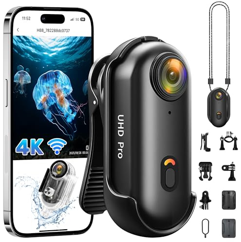 2026 Newly Enhanced Action Camera 4K,Body Cam WiFi POV Camera,Thumb Size Snap Cam with Waterproof Case,Wearable Sports Snapcam,Mini Body Camera for Walking Fishing Vlogging Cycling Horse Riding