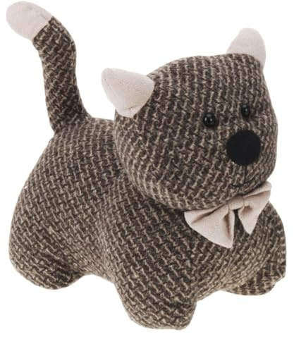 mucHome Katzen Türstopper mit Schleife niedliche Katze, 19x14x20 cm, Dekorativer Türstopper in Katzenform Katze Tür Türhalter Fensterpuffer Bodenstopper für Türe Katzenstopper
