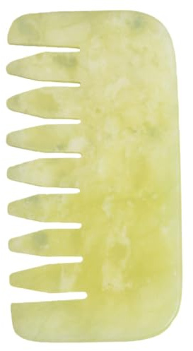 HONMEET Tragbarer Kopfhautmassagekamm aus Natürlichem Jade Material Breiter Gua Sha Massagekamm zur Muskelentspannung Fördert Durchblutung und Haarpflege für Wellness und Entspannung