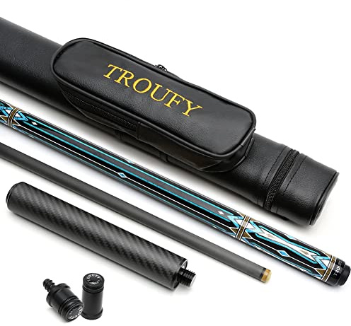 TROUFY Taco de Billar de Fibra de Carbono con Combo de Estuche, extensión de Palos de Billar de Carbono Punta de 12,5 mm (TR05)