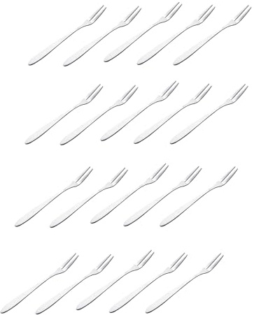 Lot de 20 mini fourchettes à apéritif en acier inoxydable à 2 broches pour crabe, escarpe, huître, fruits, salade, dessert, petite fourchette de dégustation en métal pour fête et cuisine