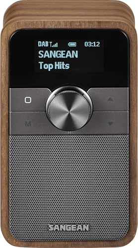 SANGEAN DDR-8 Tragbares DAB+ Radio mit Bluetooth 5.2, rotierendem OLED-Display, integriertem Akku, Echtholzfurnier-Gehäuse in Vintage Walnuss | DAB+ / UKW-RDS / Bluetooth Radio mit Holzgehäuse