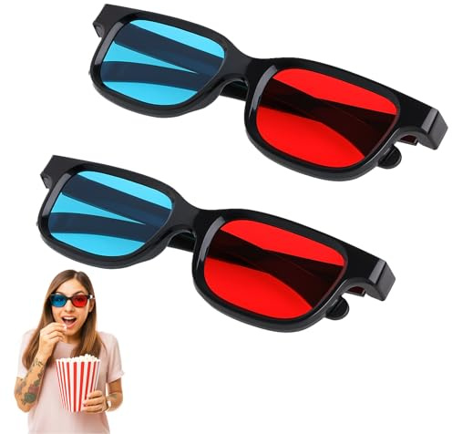 BOBITALK 2 Stück 3D Brillen, Rot-Blau 3D-Anaglyphenbrille Für Fernseher, PC-Spiele Und Filme. Ideal Für Heimkinos, Lichtshows Und Parties, Bietet Immersive 3D-Erfahrung In Rot/Blau