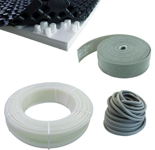 protec Fußbodenheizung Noppensystem PE-RT Set, mit 30-2mm Isolierstärke, Fläche: 10 qm, Verlegeabstand: 10 cm