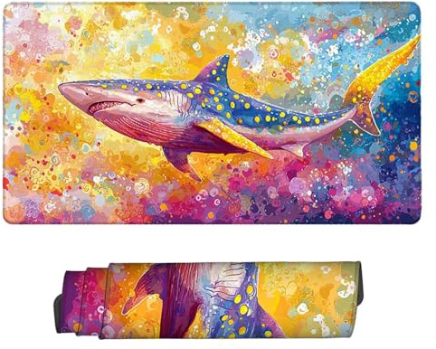 Gaming Mauspad 1200 x 600 mm XXL Gaming Mousepad Verlängertes Großes Mauspad Schreibtischauflage, Genähte Kanten Mousepad, rutschfeste Gummibasis, Schreibtisch Schutz für Home Office (Tier Hai) Z-229