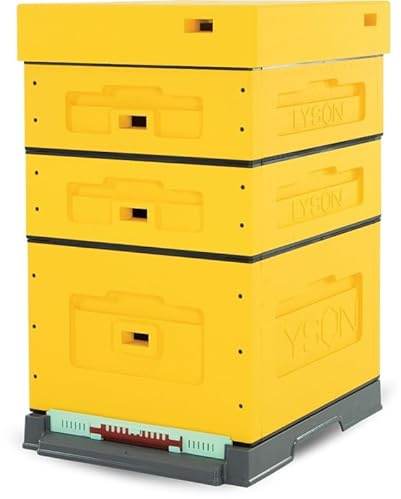 LYSON Bienenbeute Styropor Dadantbeute Dadant Beute OPTIMA Bienenstock-Set (GELB) für die Selbstmontage (Passende Rahmen:47×43,5x30cm;47×43,5x14,5cm)