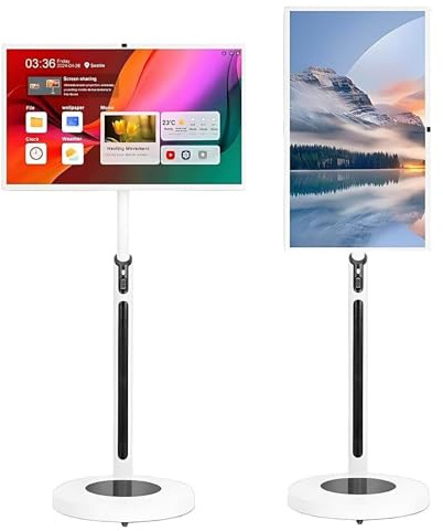 Televisor portátil de 24 27 32 con Ruedas Pantalla táctil 4K UHD Giratorio de 360° para Coche Caravana Exterior(32in,8+128GB(1080P))