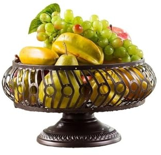 FAJNUZI2024 Portafrutta Cesto di frutta, piatto alto che mantiene le verdure fresche, cestino for snack e caramelle Soggiorno(Bronze)
