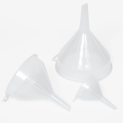 besto Plastic Kitchen Funnel Set (Pack of 3) | Funnels for Filling Bottles or Containers | Food-Grade Plastic Funnel Set for Transferring Liquids, Oils & More