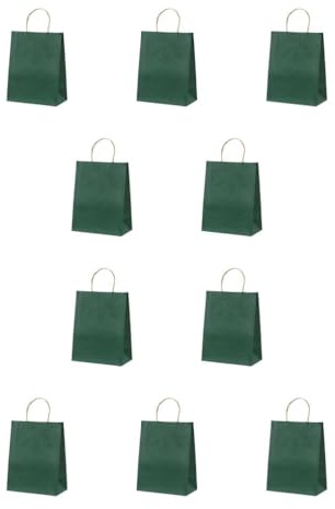 YIXANNX 10 pièces Sac en Papier Kraft avec poignée torsadée Outil de Stockage de vêtements Anti-déformation Sacs Cuisson Vacances Biscuit Biscuit Pain collations, Vert foncé